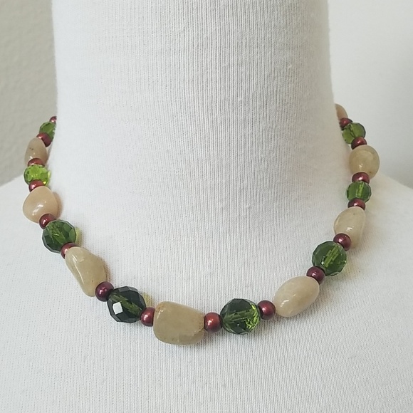 Czech Crystal & Pearl Necklace - Picture 1 of 3